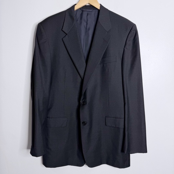 Hickey Freeman Loro Piana Tasmanian Wool Blazer Solid Boardroom‎ 44 Long Gray